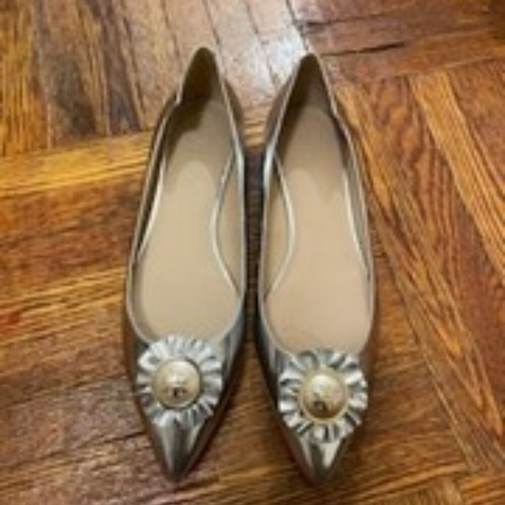 Tory Burch silver flats